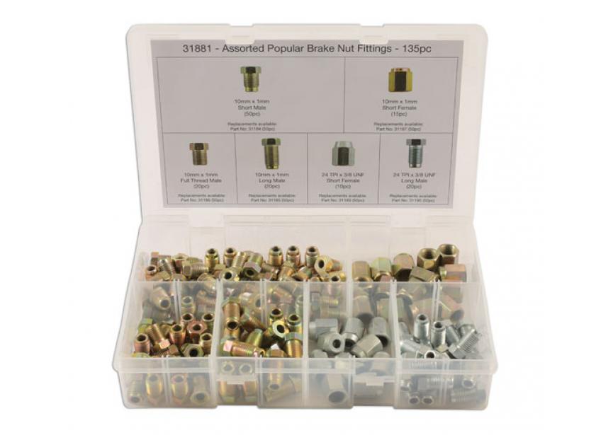 Diverse remmoerfittingen 135 stuks 