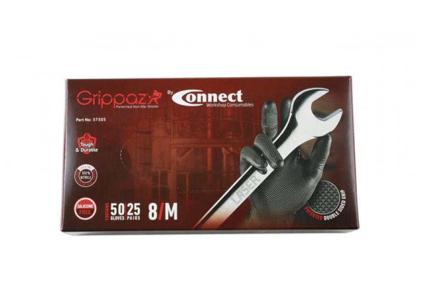 Grippaz Zwarte Nitril Handschoen M doos 50st/25 Paar