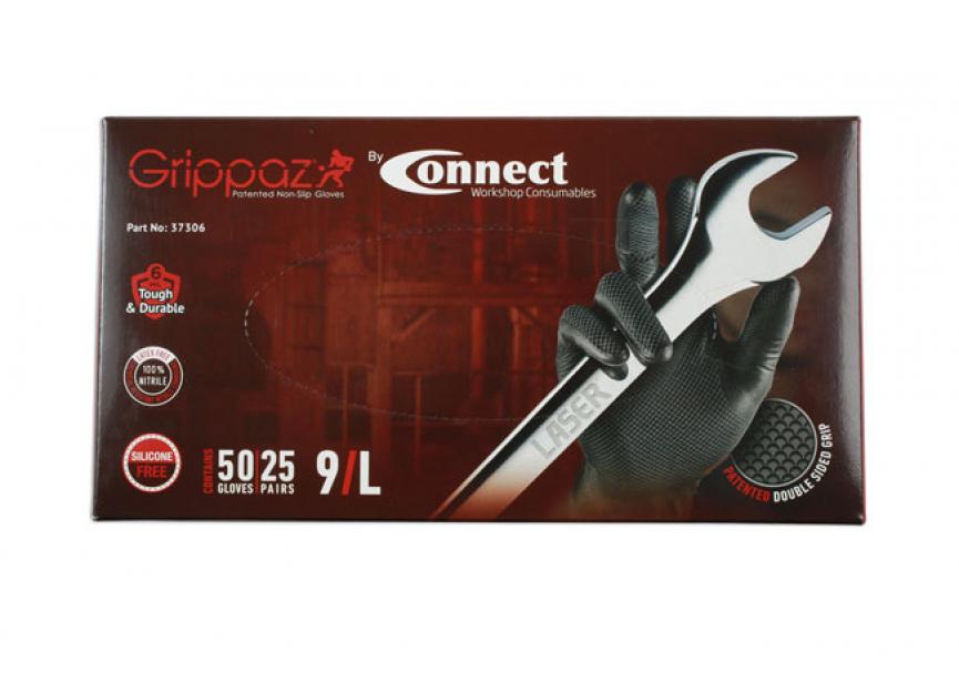 Grippaz Zwarte Nitril Handschoen L doos 50st/25 Paar