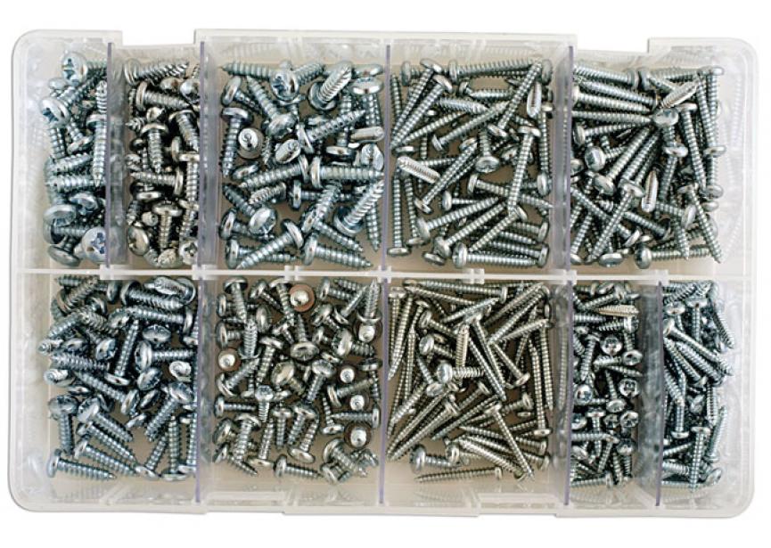Diverse zelftappende Pozi-schroeven doos van 700 stuks (4-10 stuks)