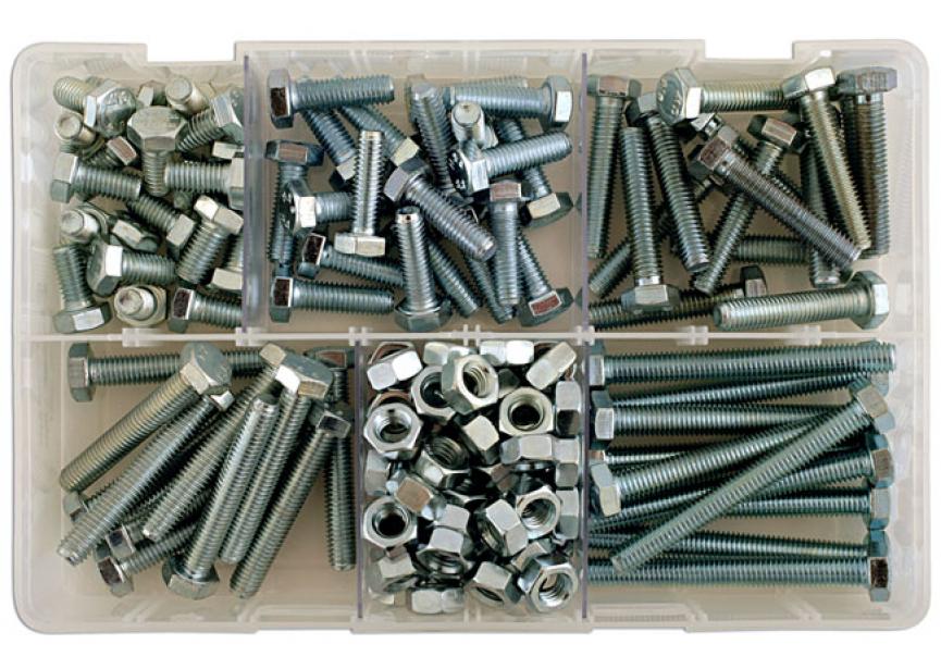 Diverse M8 x 1,25 bouten en moeren 154 stuks