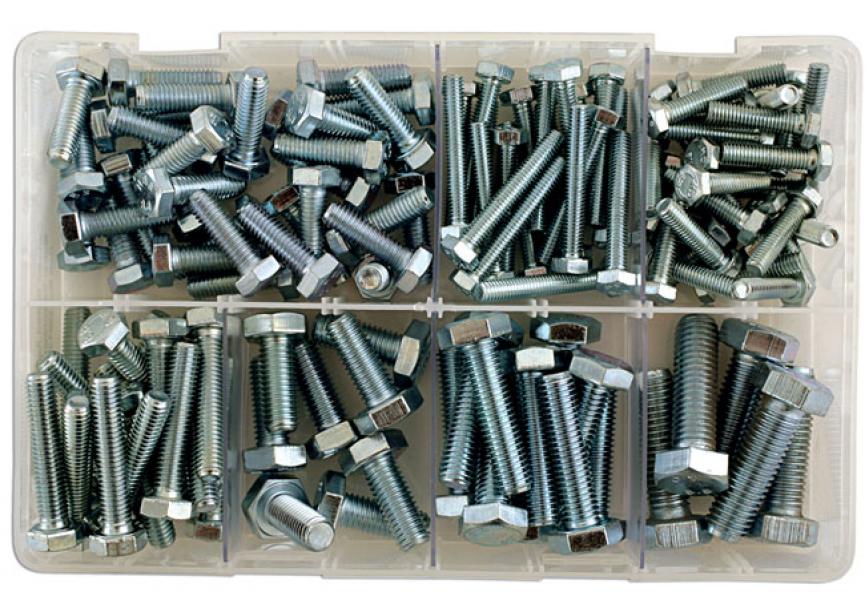 Diverse metrische bouten M6 tot M12 doos 150 stuks