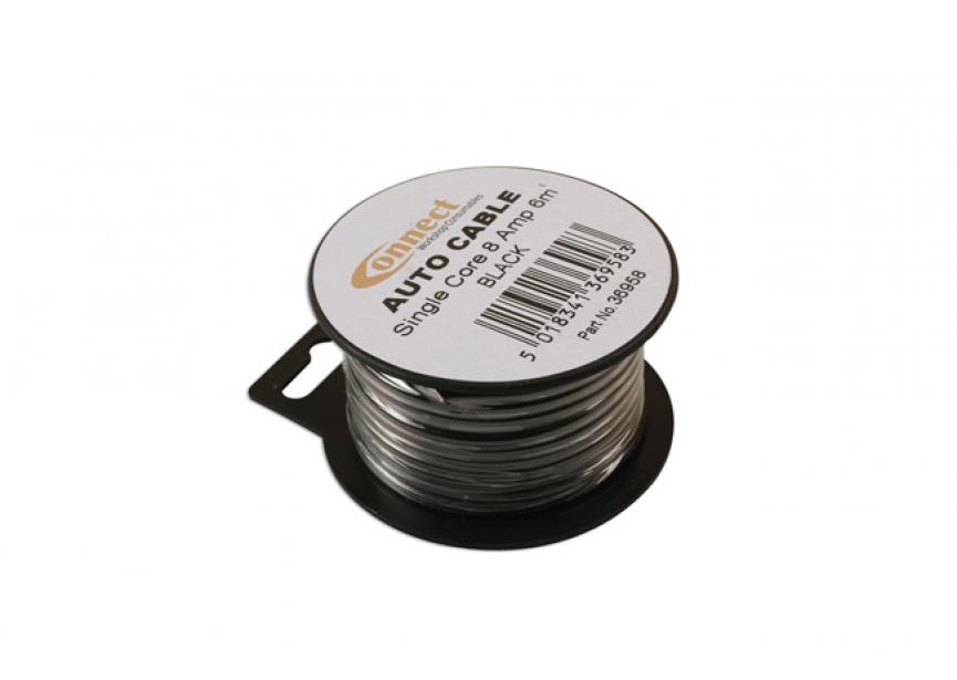 Mini autokabelhaspel 8Amp zwart - 6m 