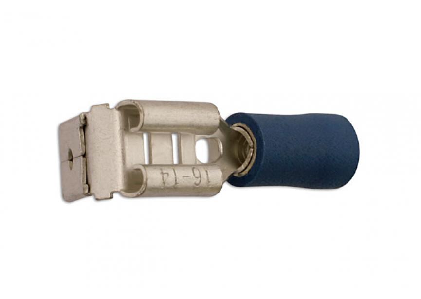 Kabelschoen blauw dubbel 6.3mm 100st