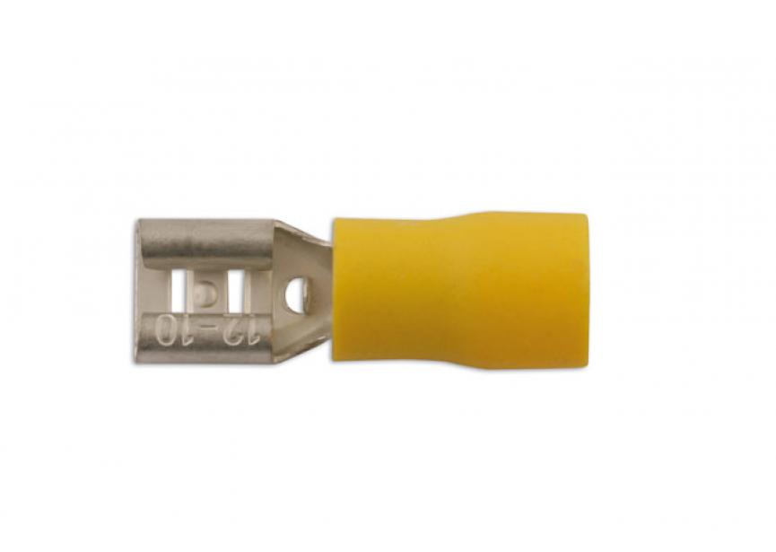 Kabelschoen geel F Push-On 6.3 10stuks