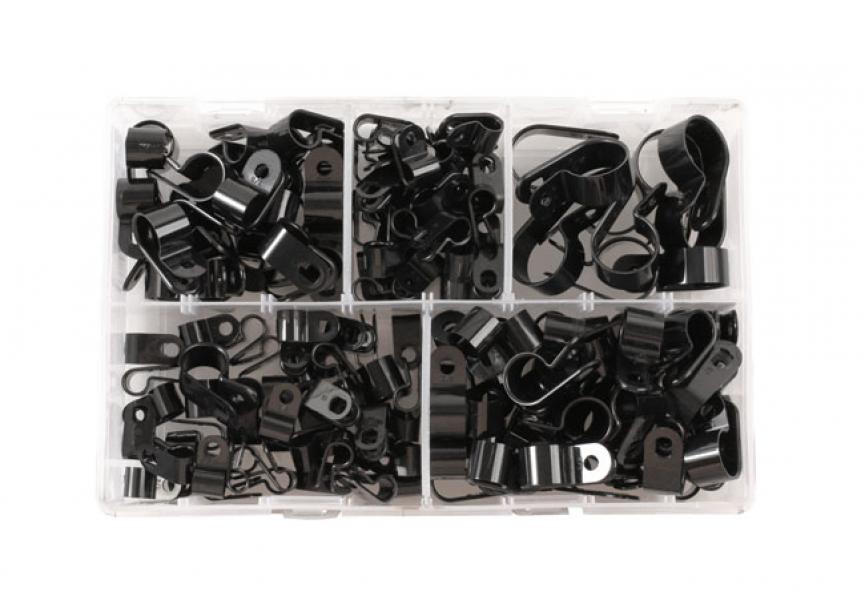 Diverse nylon P-clips doos 160 stuks 